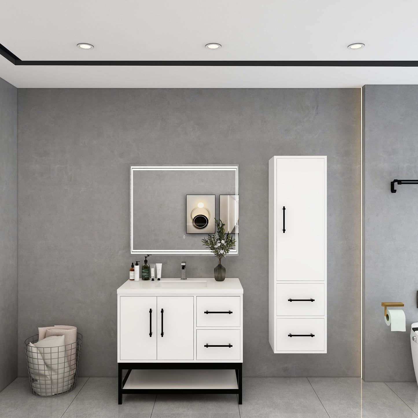 Victoria 36" Solid Wood Floating Open Shelf Bathroom Vanity in Gloss White | Better Vanity Solid Wood Floating Vanities