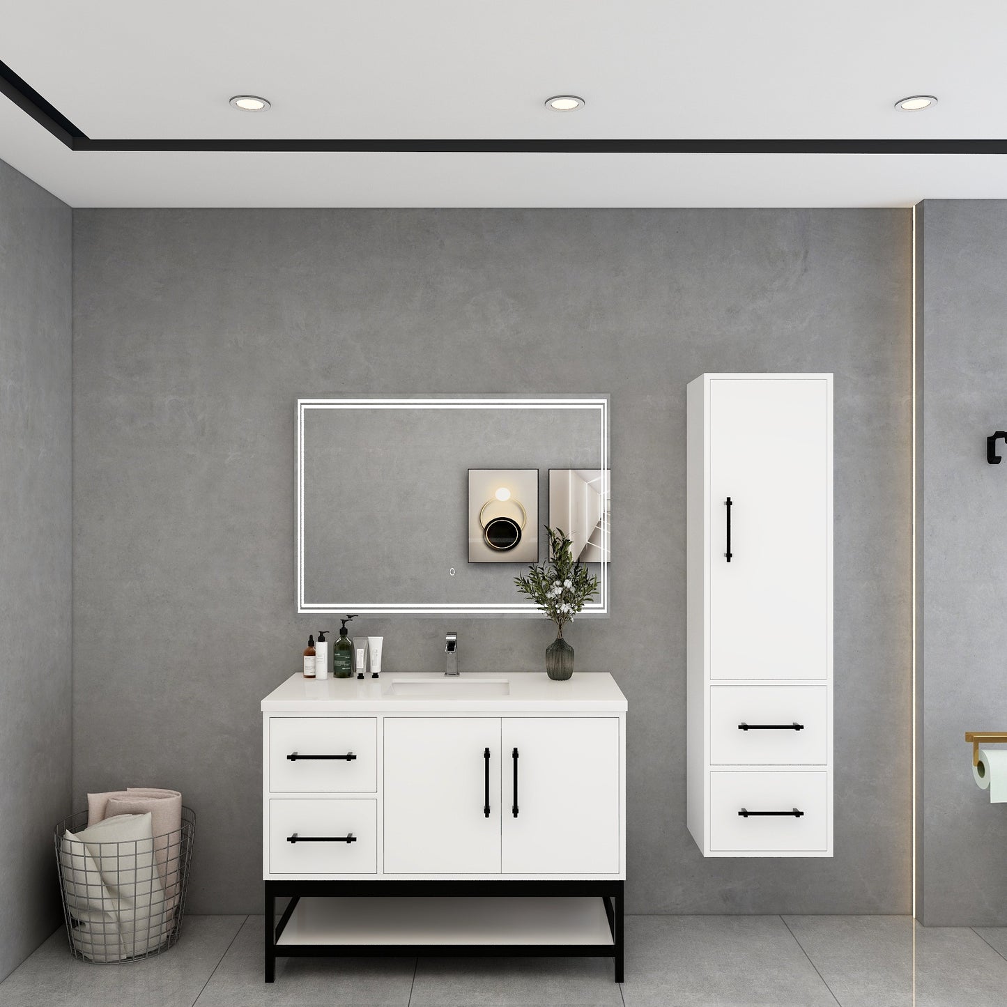 Victoria 42" Solid Wood Floating Open Shelf Bathroom Vanity in Gloss White | Better Vanity Solid Wood Floating Vanities