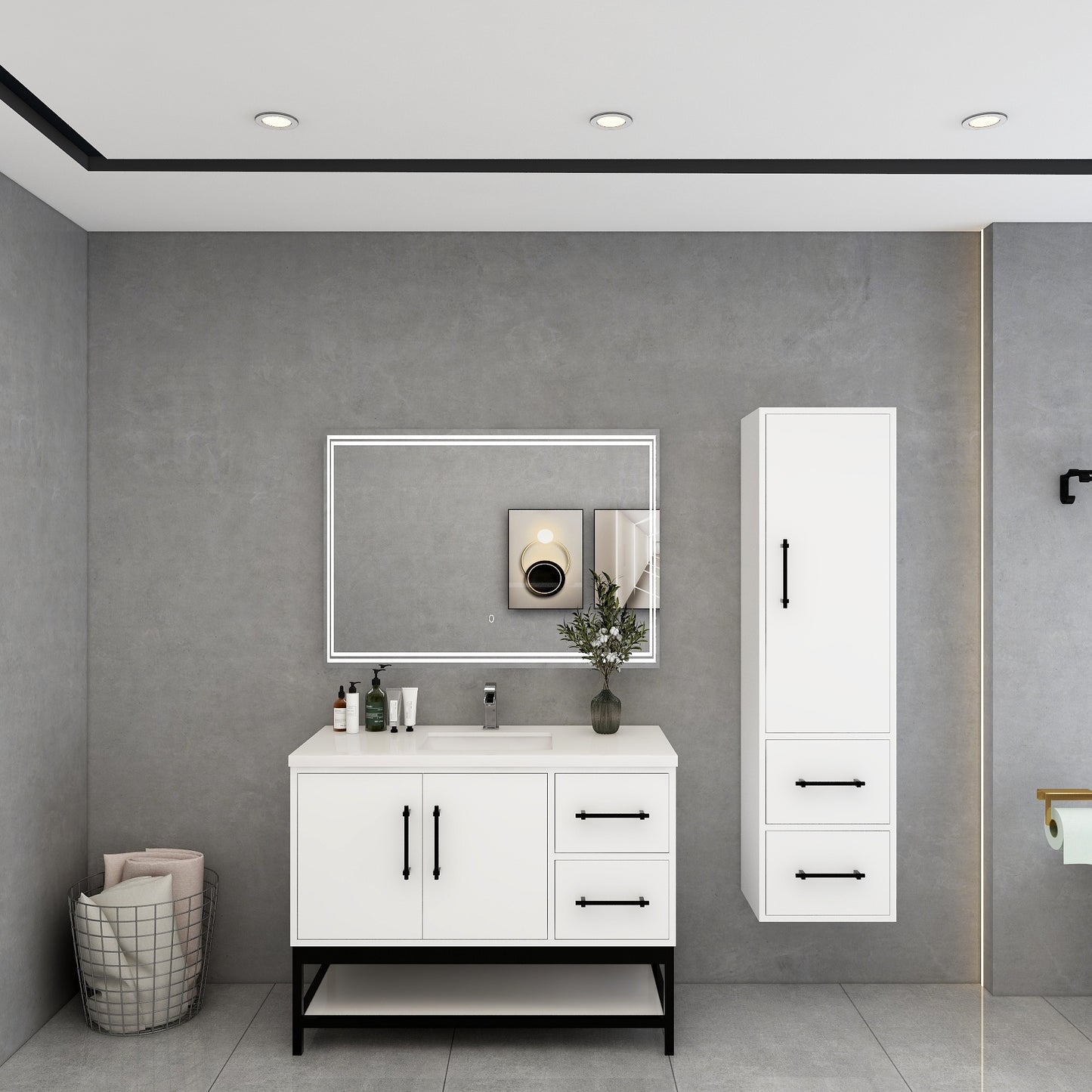 Victoria 42" Solid Wood Floating Open Shelf Bathroom Vanity in Gloss White | Better Vanity Solid Wood Floating Vanities