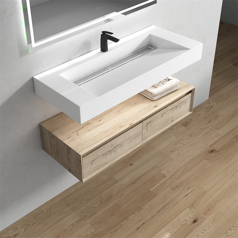 Alysa 60'' Single Sink floating vanity In light Oak with Reinforced Acrylic Sink