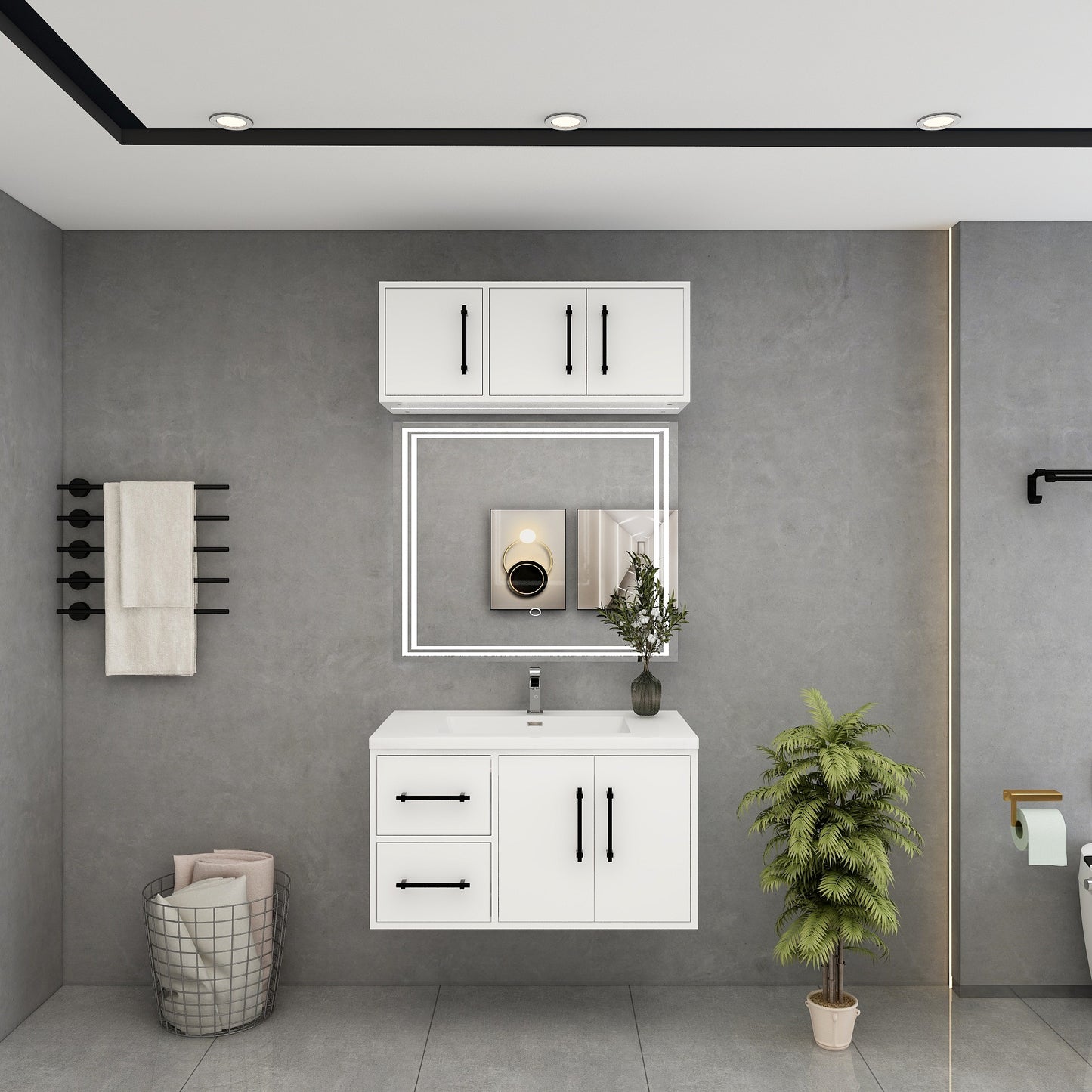 Victoria 36" Solid Wood Floating Bathroom Vanity in Gloss White | Better Vanity Solid Wood Floating Vanities