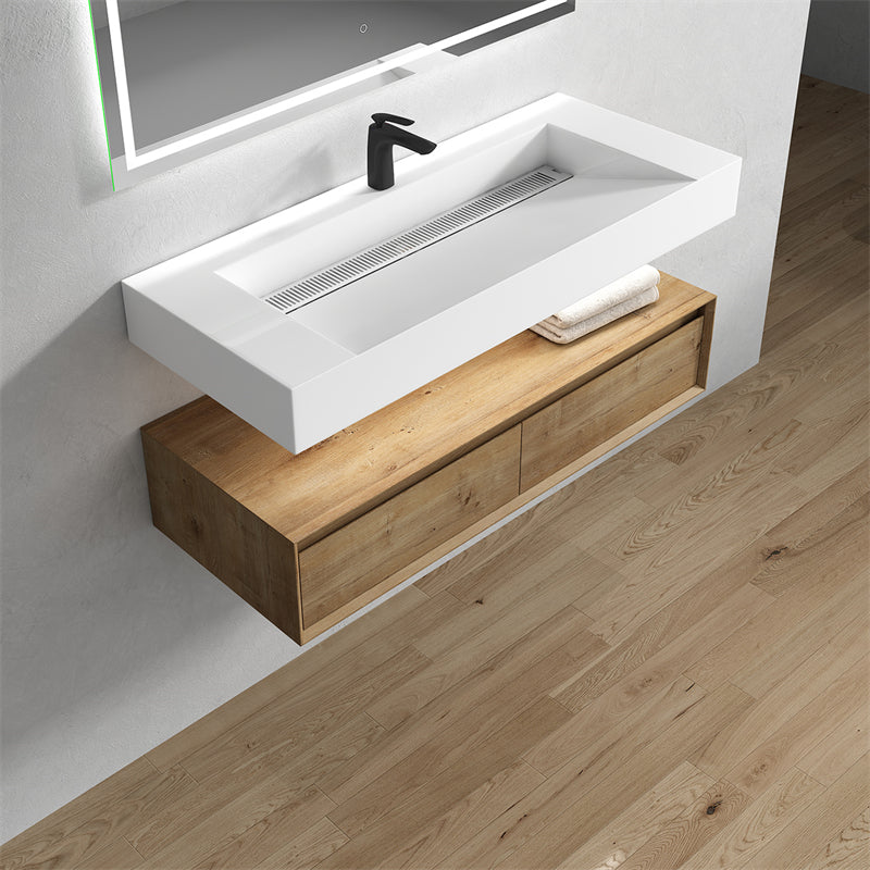 Alysa 60'' Single Sink floating vanity in White Oak with Reinforced Acrylic Sink