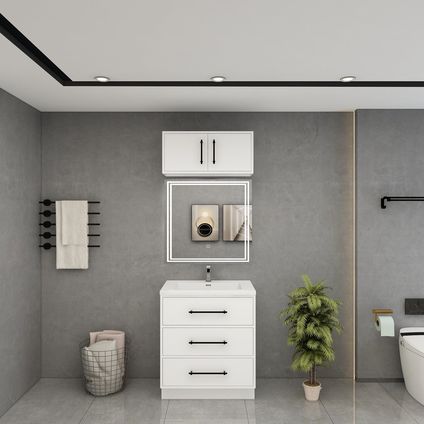 Victoria 30" Solid Wood Freestanding Bathroom Vanity in Gloss White | Better Vanity Solid Wood Floating Vanities1
