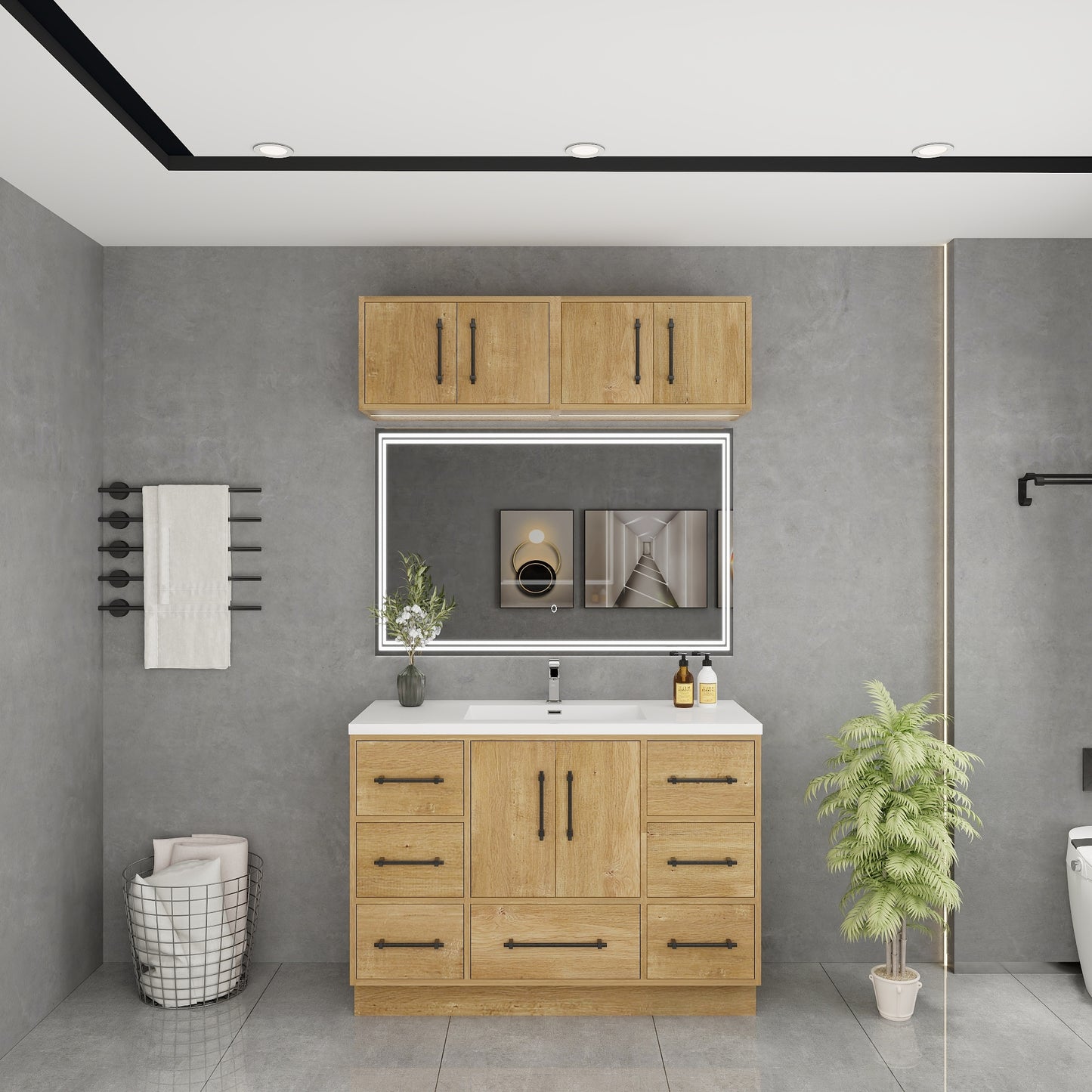 Victoria 48" Solid Wood Freestanding Bathroom Vanity in Oak | Better Vanity Solid Wood Floating Vanities