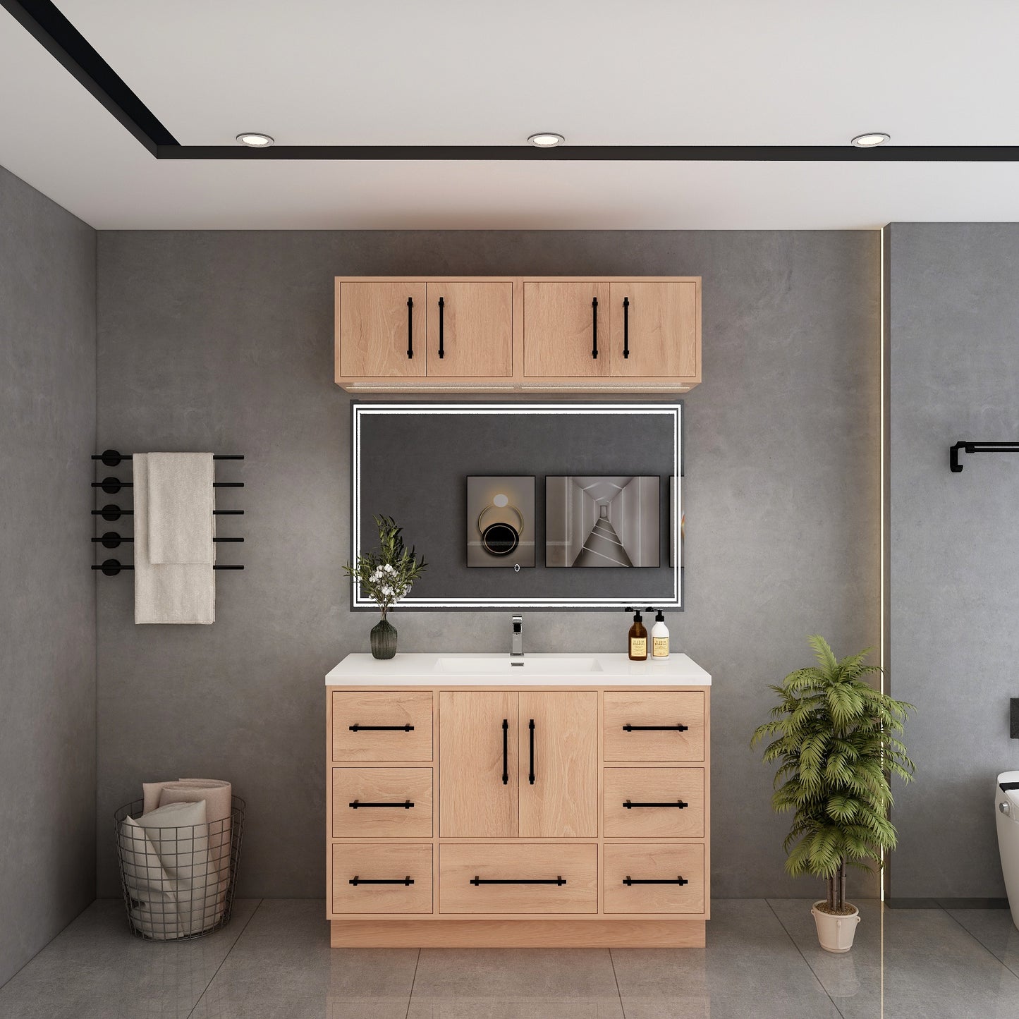 Victoria 48" Solid Wood Freestanding Bathroom Vanity in Red Oak | Better Vanity Solid Wood Floating Vanities