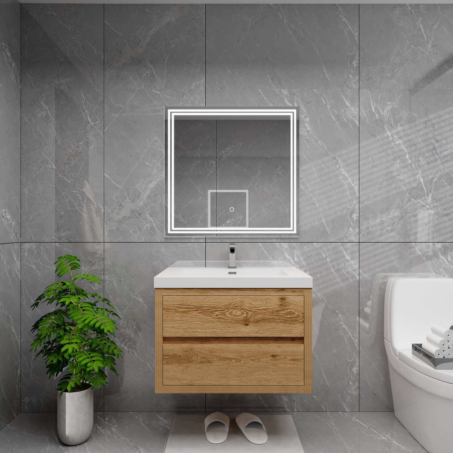 Louis 30" Solid Wood Floating Bathroom Vanity in Yellow Oak | Better Vanity Solid Wood Floating Vanities