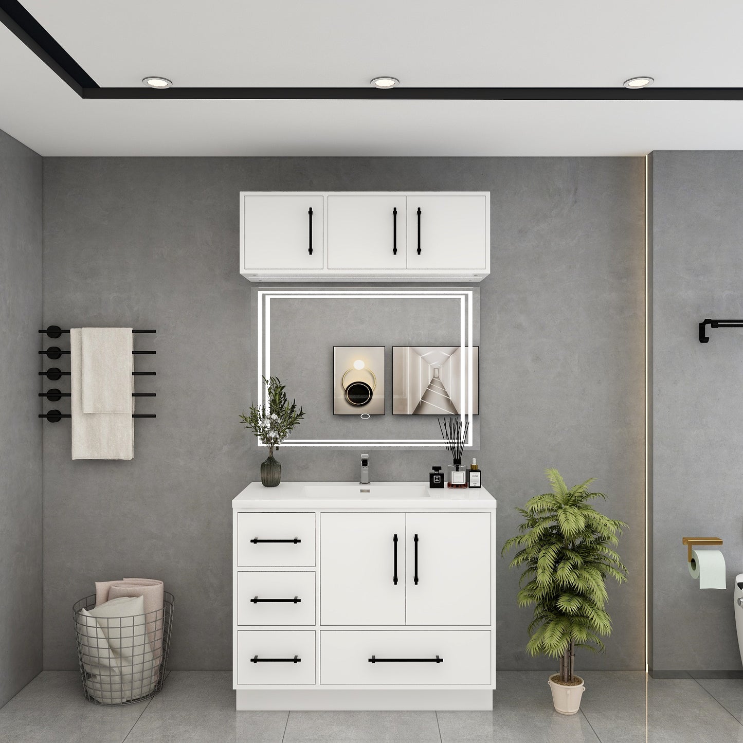 Victoria 42" Solid Wood Freestanding Bathroom Vanity in Gloss White | Better Vanity Solid Wood Floating Vanities