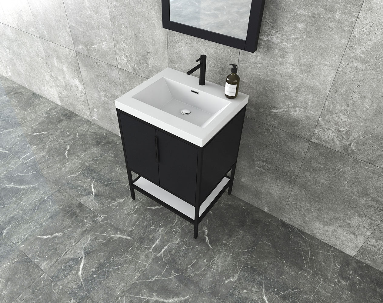 Matthew 24" Glossy Gray Freestanding Vanity with Reinforced Acrylic Sink