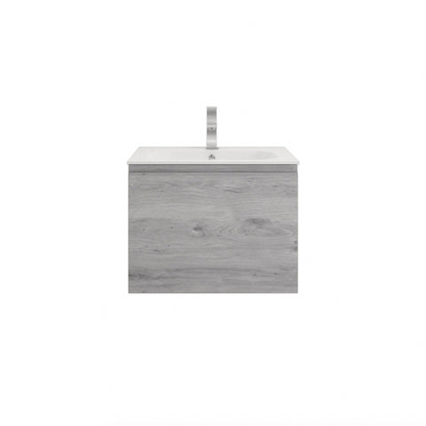 Aipo 24" White Gray Oak Wall Mounted Vanity with Reinforced Acrylic Sink