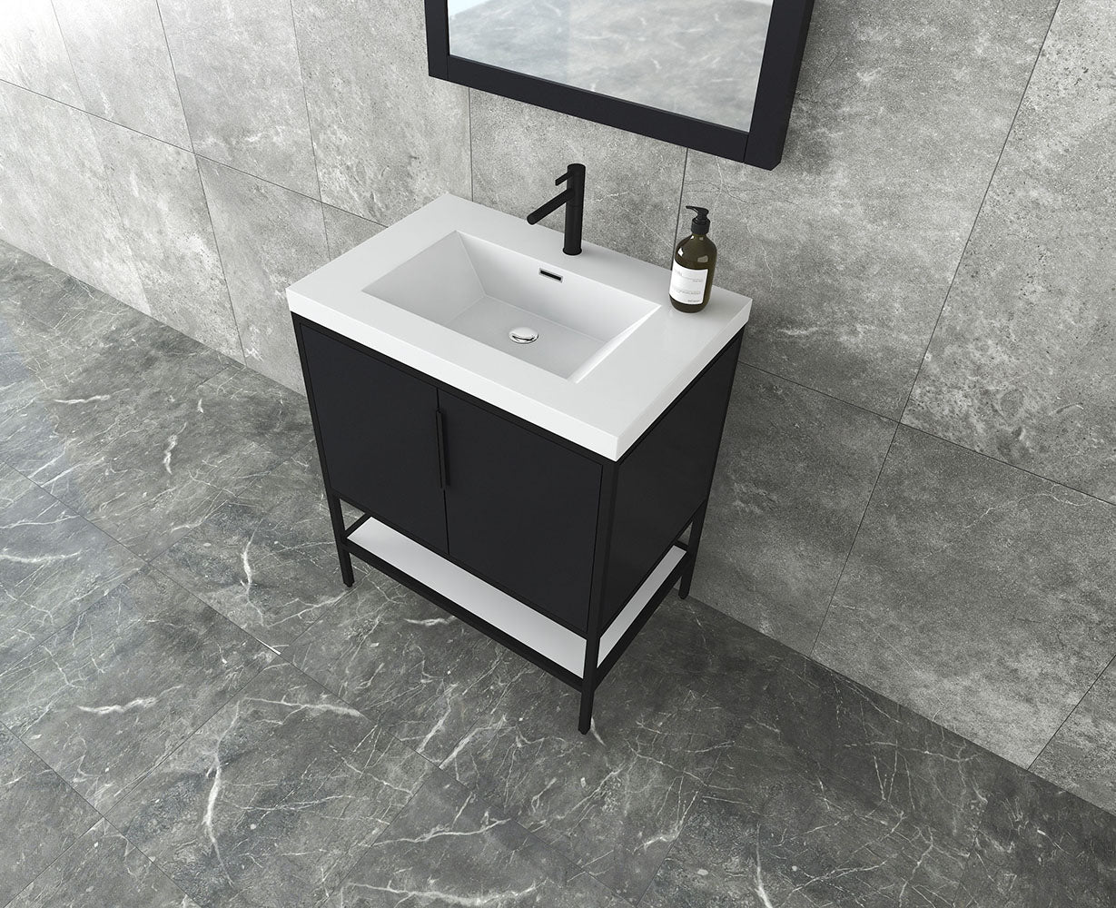 Matthew 30" Glossy Gray Freestanding Vanity with Reinforced Acrylic Sink