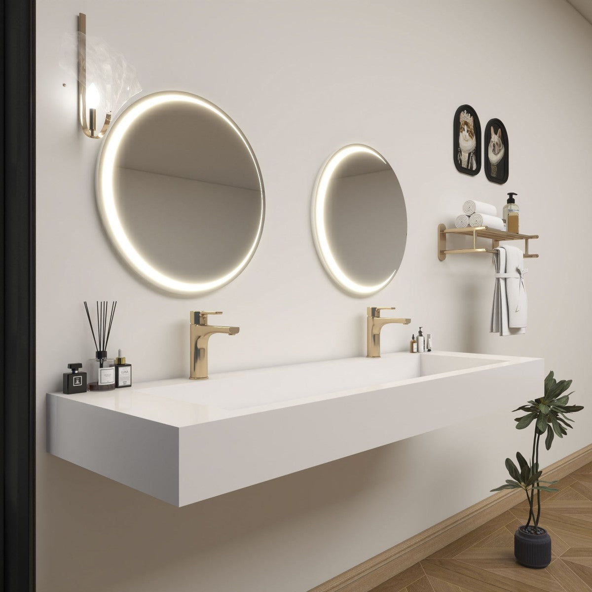 Bethany 60" Reinforced FLX Acrylic Double Sink Countertop