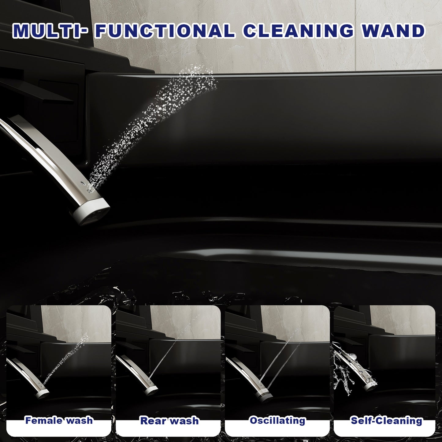 T2605 Matte Black Smart Toilet with LED Screen & Bidet