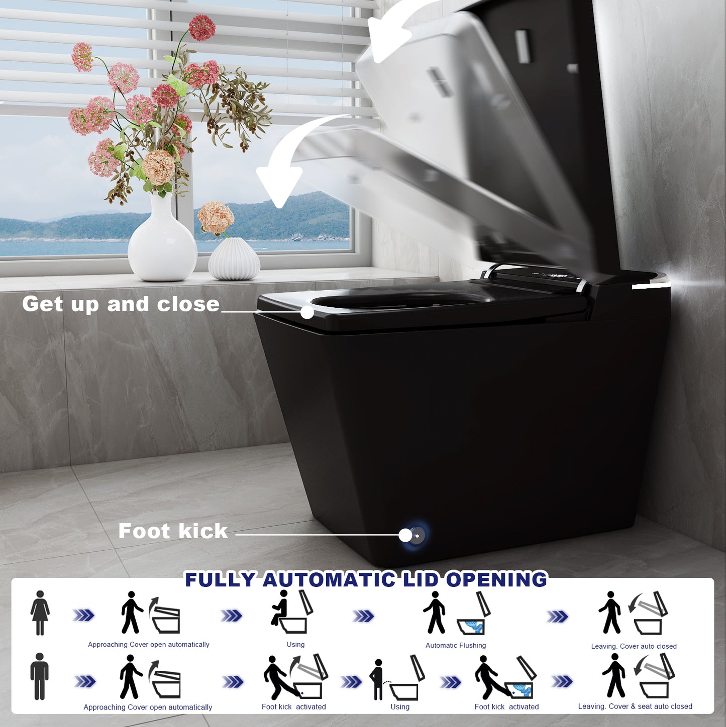 T2605 Matte Black Smart Toilet with LED Screen & Bidet