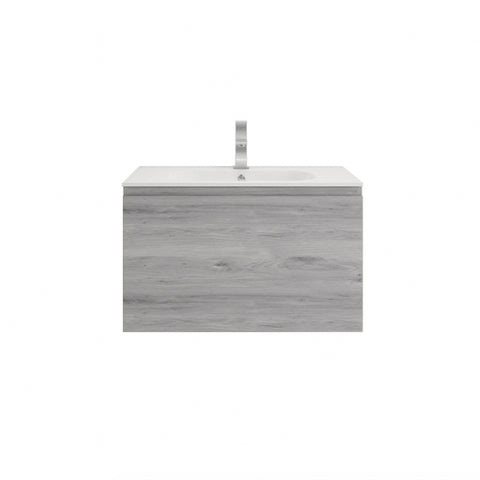 Aipo 30" White Gray Oak Wall Mounted Vanity with Reinforced Acrylic Sink