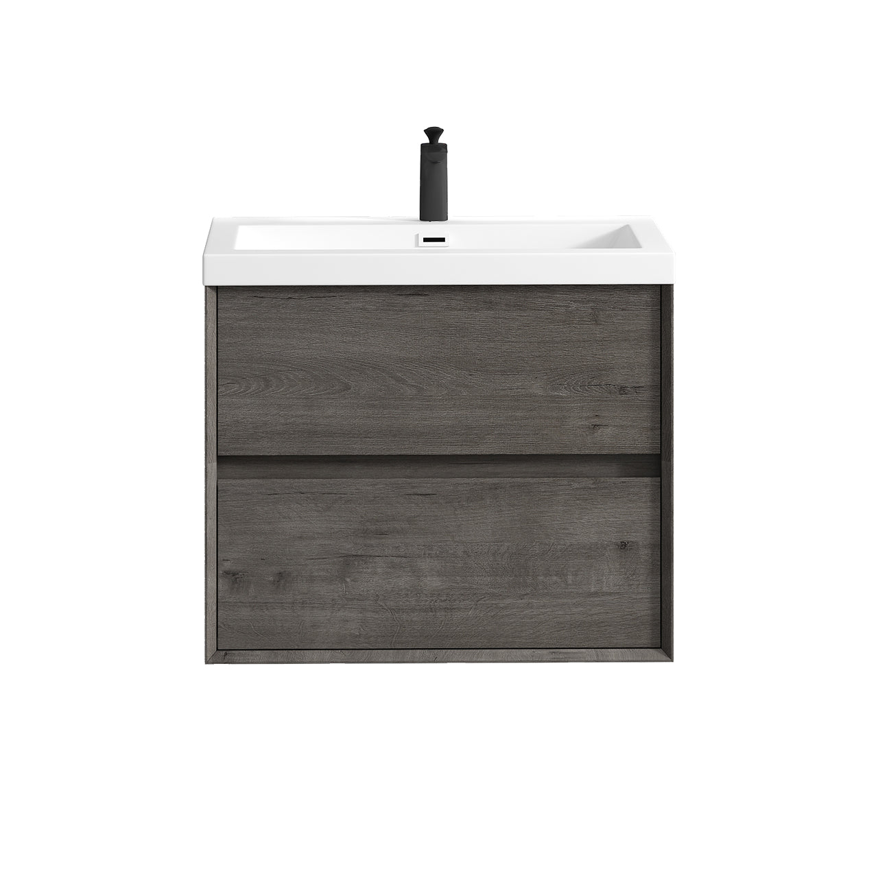 Kingdee 30" Smoke Oak Wall Mounted Vanity with Reinforced Acrylic Sink