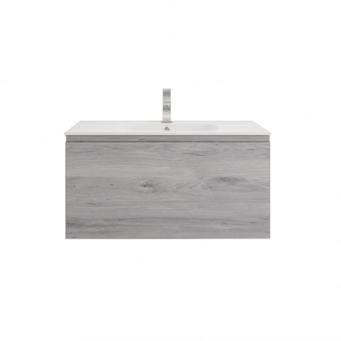 Aipo 36" White Gray Oak Wall Mounted Vanity with Reinforced Acrylic Sink