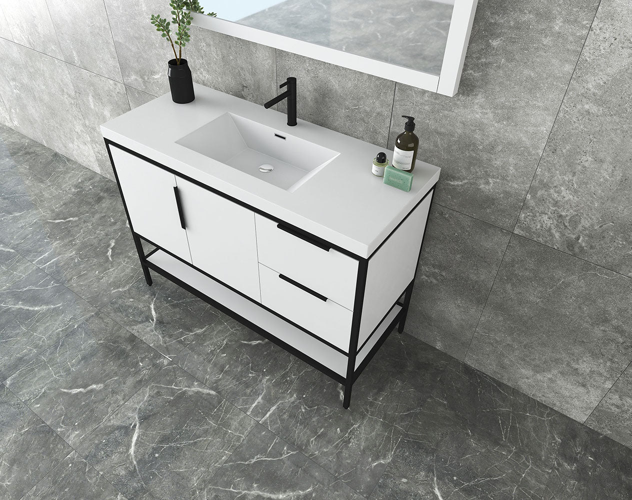 Matthew 42" Glossy White Freestanding Vanity with Reinforced Acrylic Sink