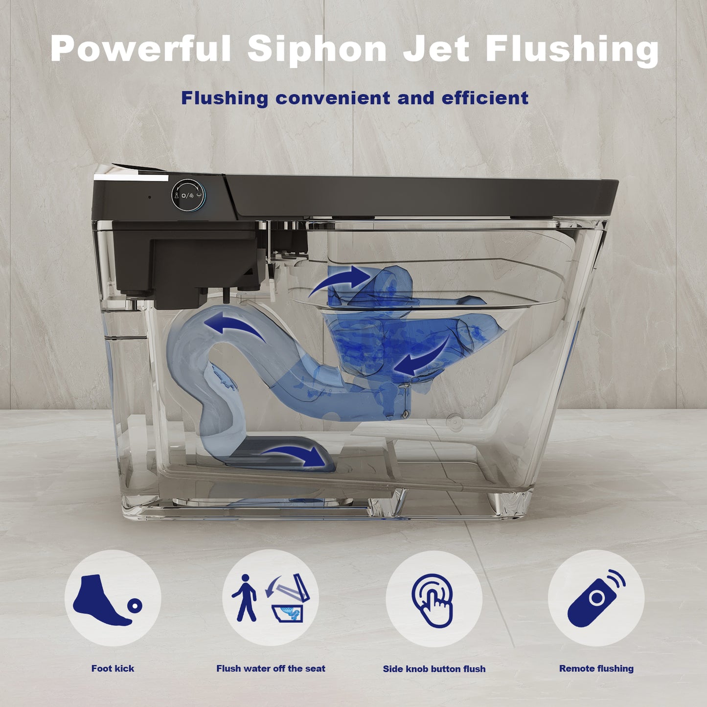 T2605 Matte Gray Smart Toilet with LED Screen & Bidet