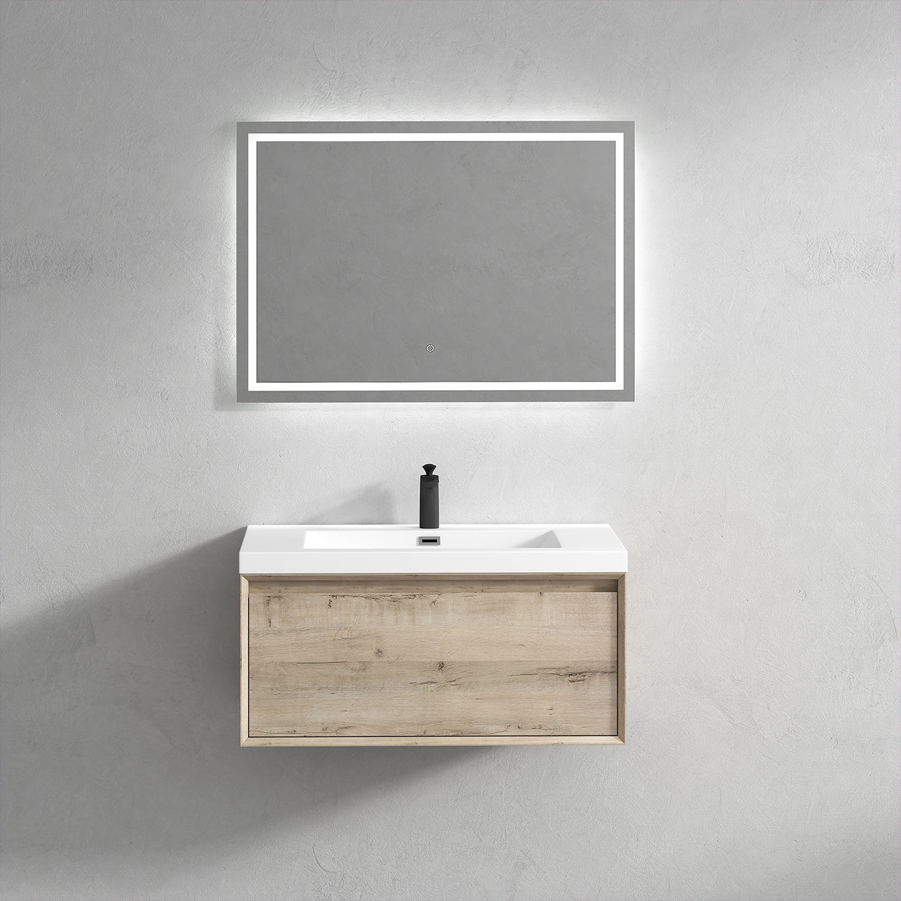 Bella 36" Floating Vanity in Light Oak with Acrylic Double Sink - Better Vanity