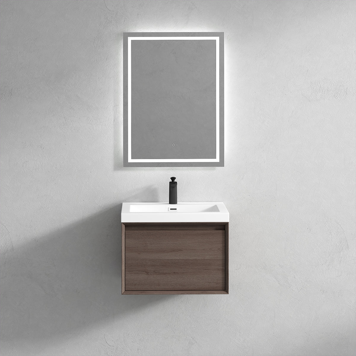 Bella 24" Floating Vanity with Single Reinforced Acrylic Sink Top in Red Oak - Better Vanity