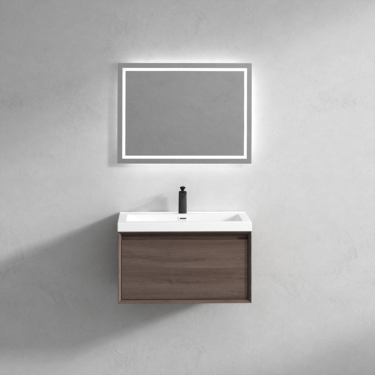 Bella 30" Floating Vanity with Single Reinforced Acrylic Sink Top in Red Oak - Better Vanity