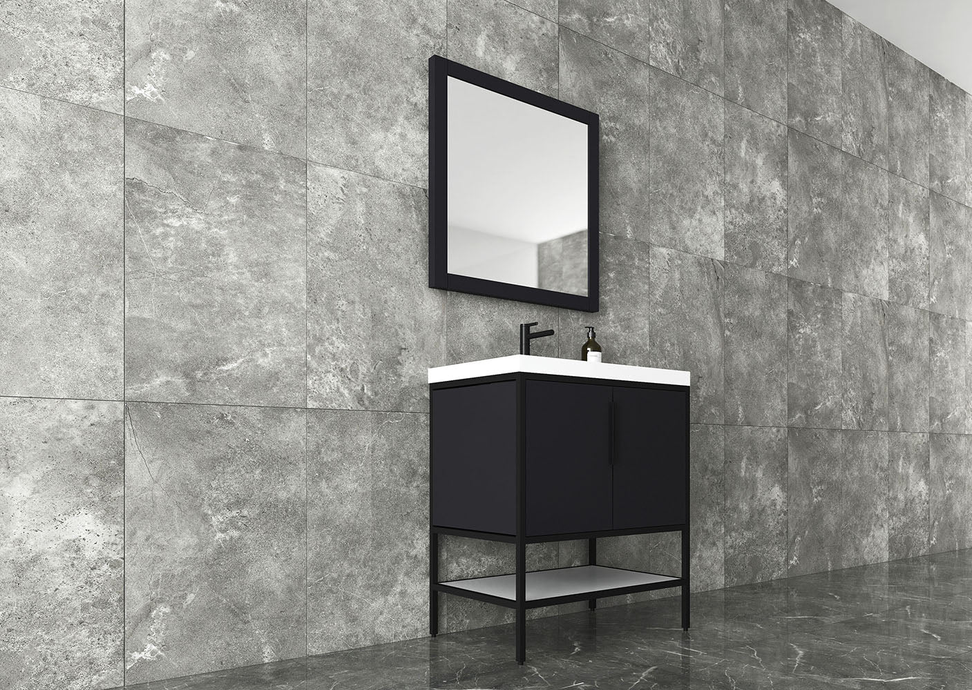 Matthew 30" Glossy Gray Freestanding Vanity with Reinforced Acrylic Sink
