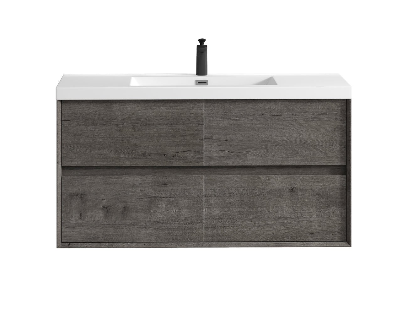 Kingdee 48" Smoke Oak Wall Mounted Vanity with Reinforced Acrylic Sink
