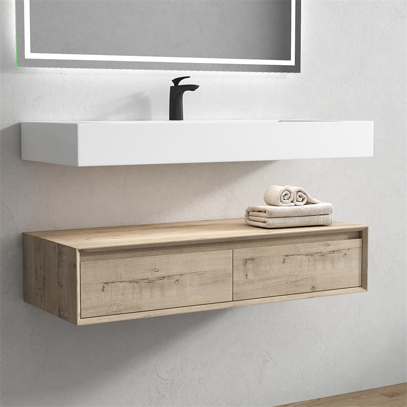 Alysa 60'' Single Sink floating vanity In light Oak with Reinforced Acrylic Sink
