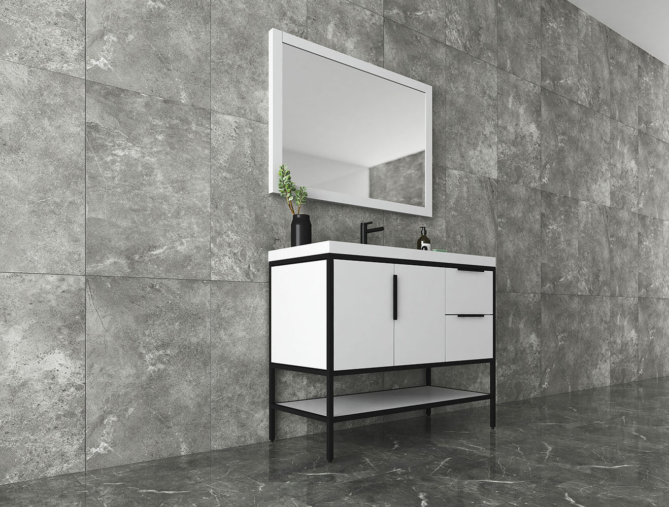 Matthew 42" Glossy White Freestanding Vanity with Reinforced Acrylic Sink