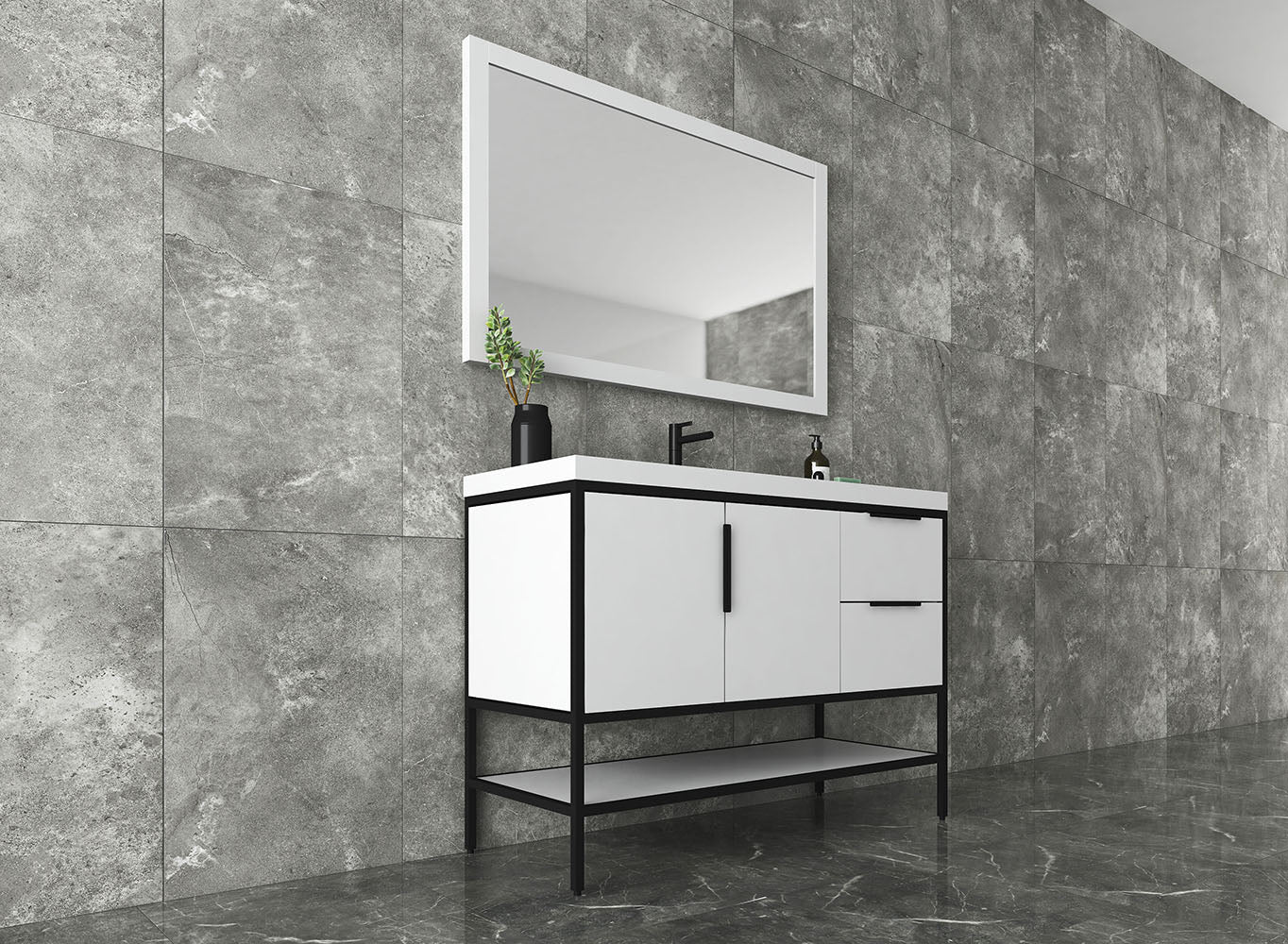 Matthew 48" Glossy White Freestanding Vanity with Reinforced Acrylic Sink