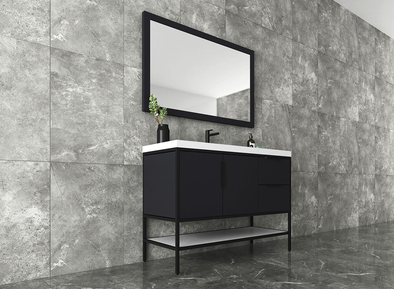 Matthew 48" Glossy Gray Freestanding Vanity with Reinforced Acrylic Sink