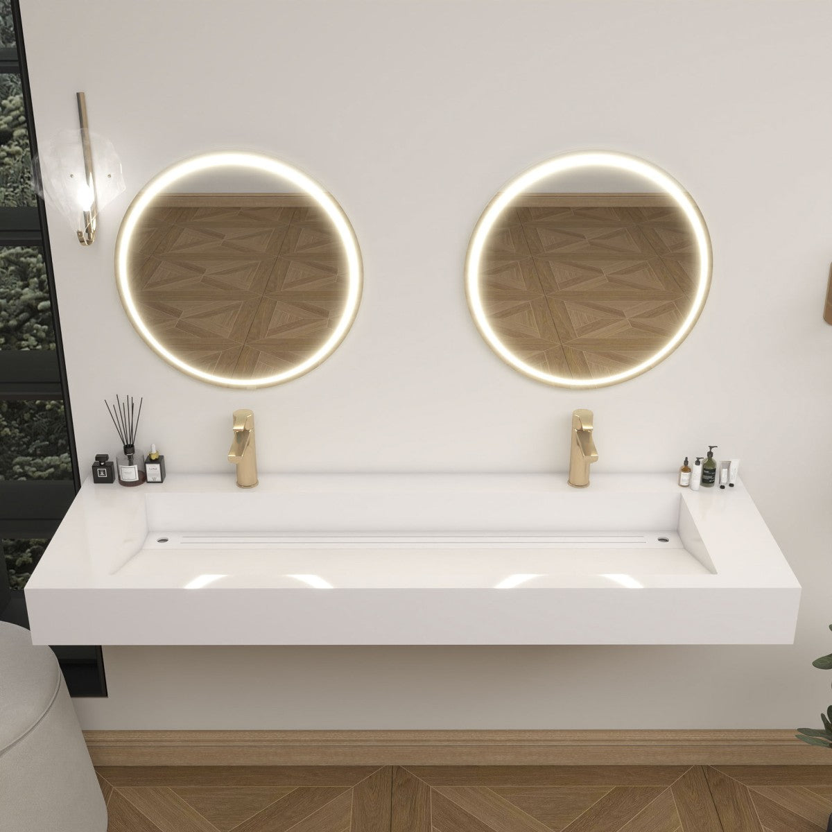 Bethany 60" Reinforced FLX Acrylic Double Sink Countertop