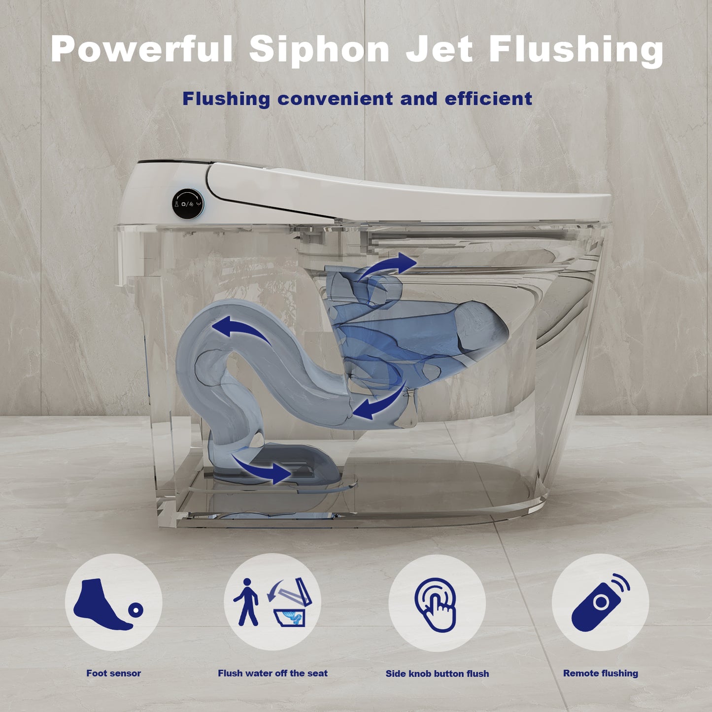 T105 White Smart Toilet with LED Screen & Bidet