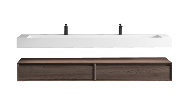 Alysa 84'' Double Sink floating vanity in Red Oak with Reinforced Acrylic Sink