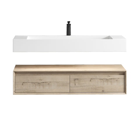 Alysa 60'' Single Sink floating vanity In light Oak with Reinforced Acrylic Sink