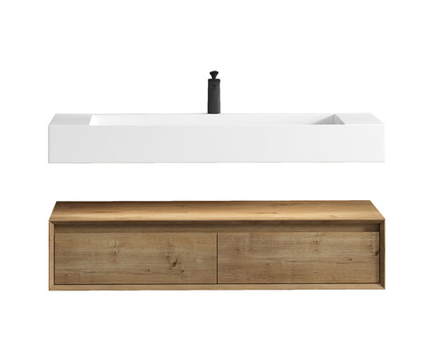 Alysa 60'' Single Sink floating vanity in White Oak with Reinforced Acrylic Sink