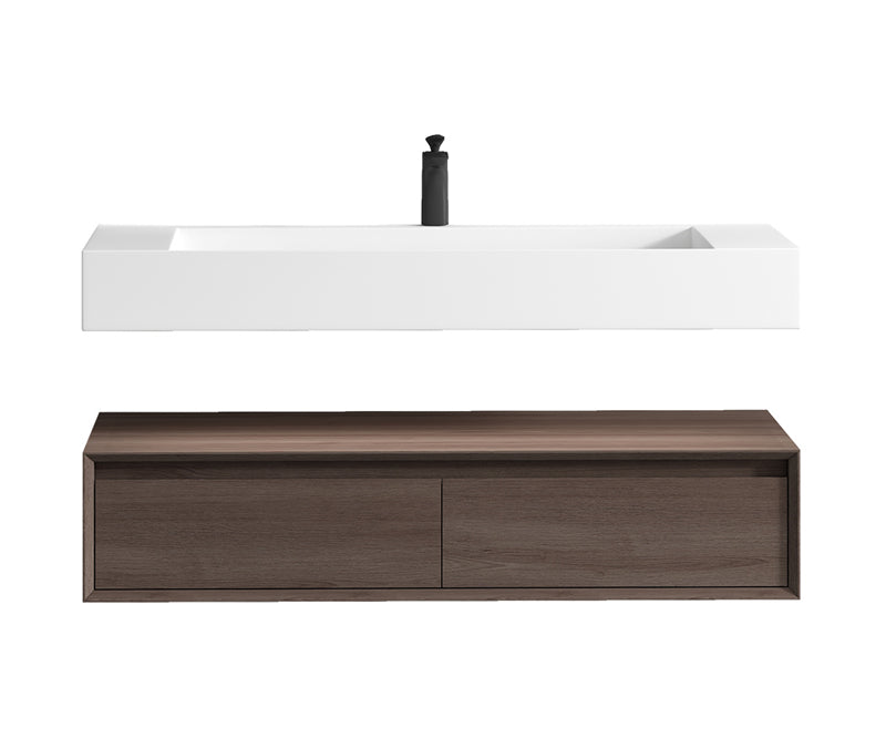 Alysa 60'' Single Sink floating vanity in Red Oak with Reinforced Acrylic Sink