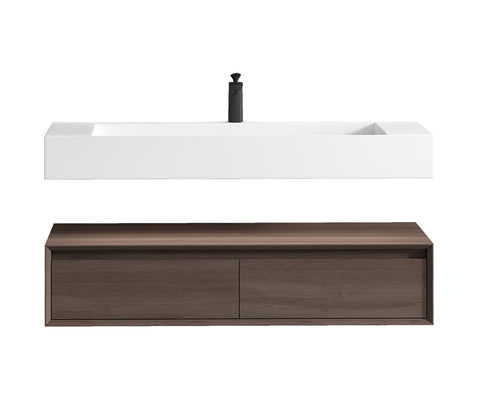 Alysa 60'' Single Sink floating vanity in Red Oak with Reinforced Acrylic Sink