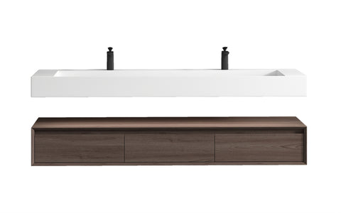 Alysa 72'' Double Sink floating vanity in Red Oak with Reinforced Acrylic Sink