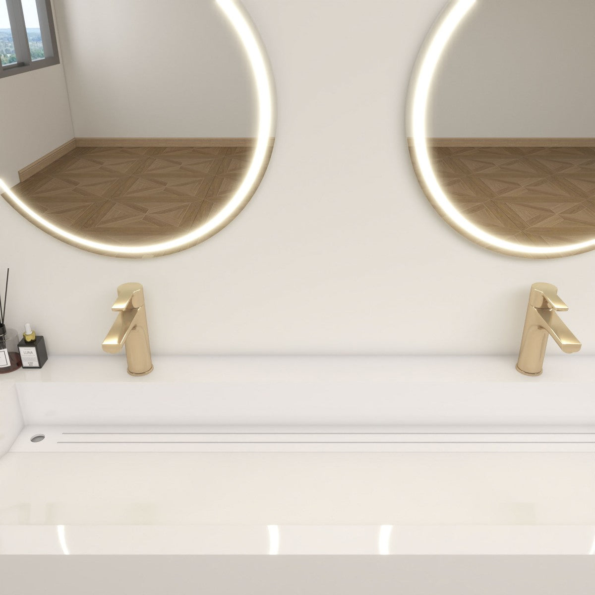 Bethany 60" Reinforced FLX Acrylic Double Sink Countertop