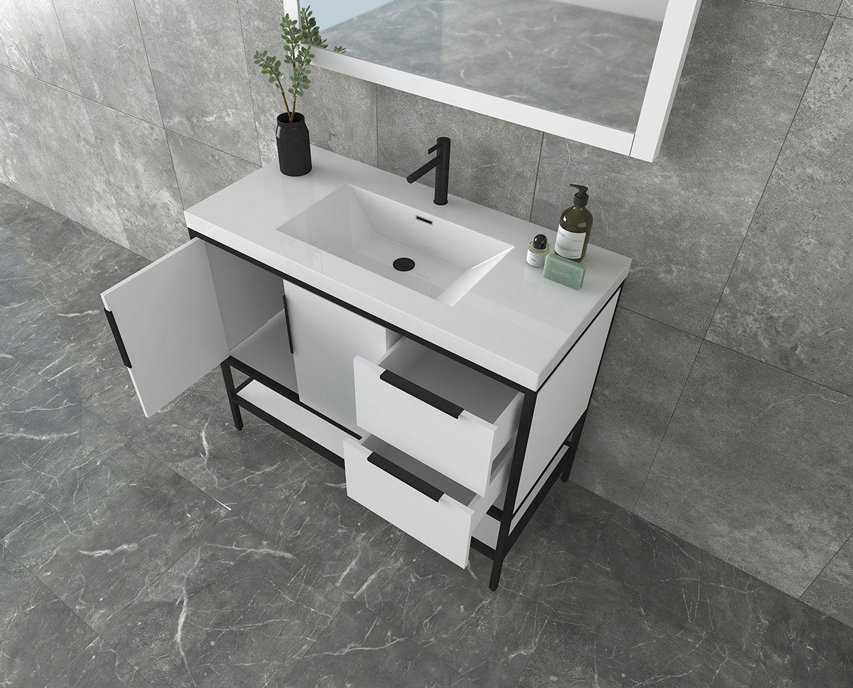 Matthew 42" Glossy White Freestanding Vanity with Reinforced Acrylic Sink