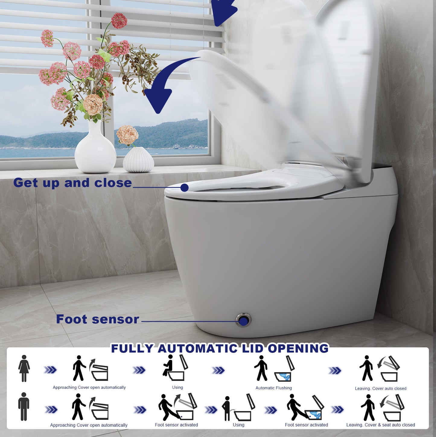 T105 White Smart Toilet with LED Screen & Bidet