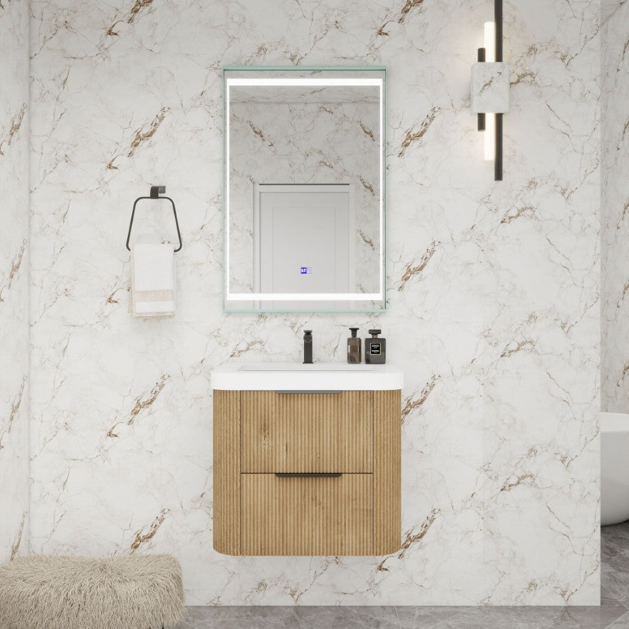 Celine Fluted Floating Bathroom Vanity with Sink