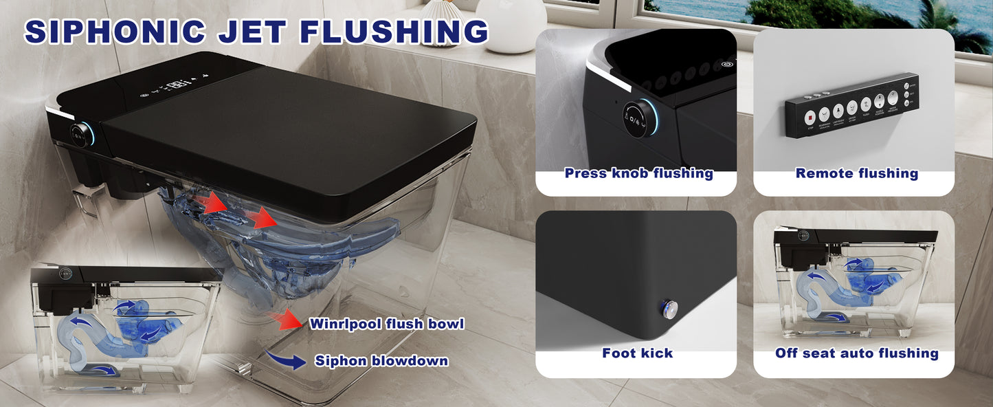 T2605 Matte Black Smart Toilet with LED Screen & Bidet