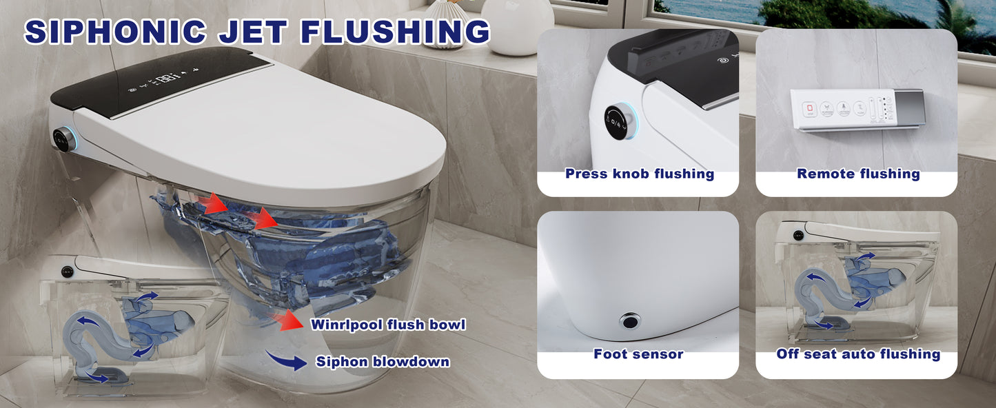 T105 White Smart Toilet with LED Screen & Bidet