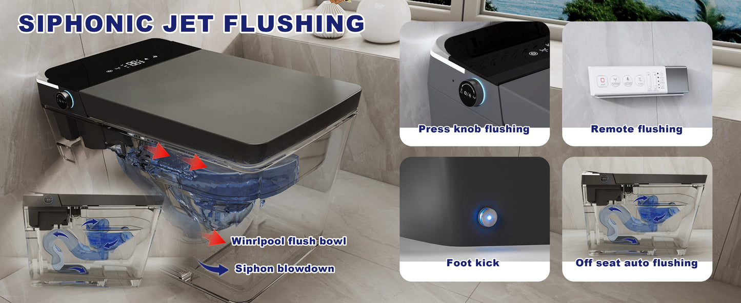 T2605 Matte Gray Smart Toilet with LED Screen & Bidet