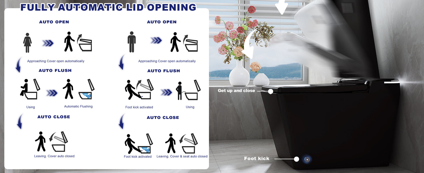 T2605 Matte Black Smart Toilet with LED Screen & Bidet