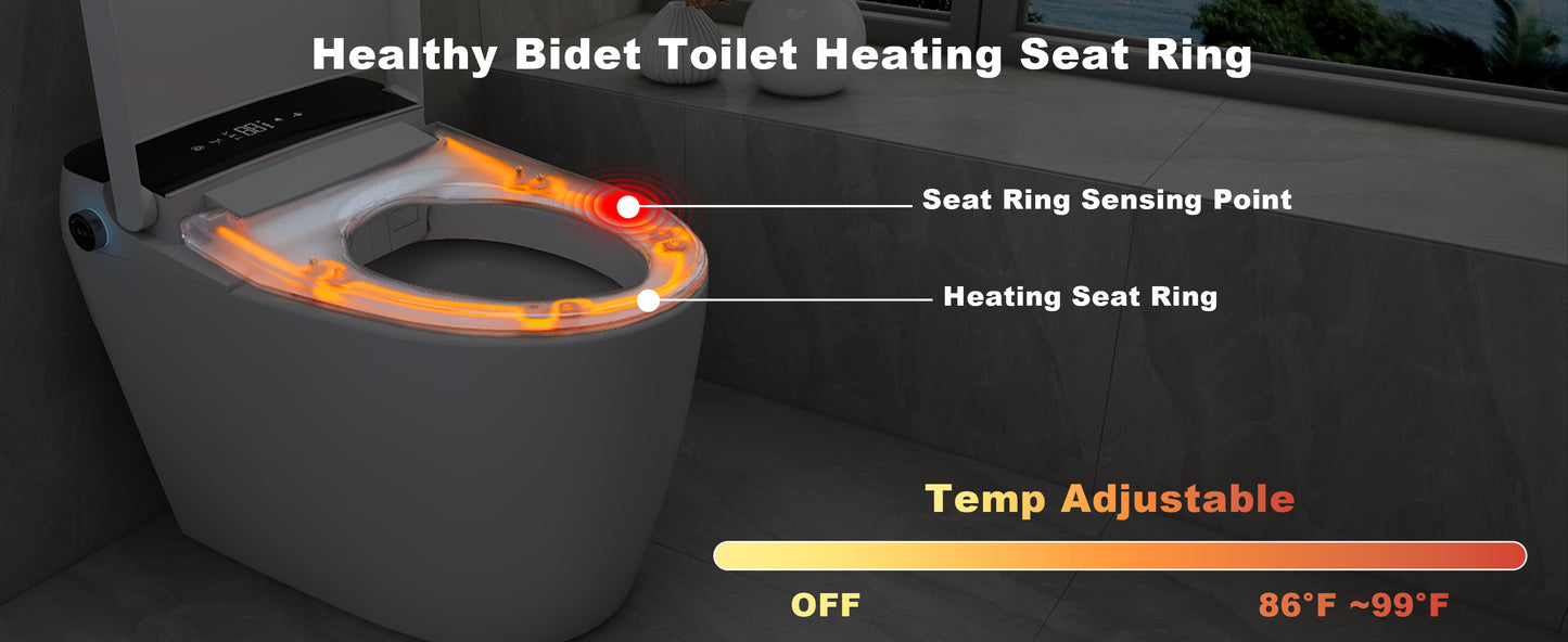T105 White Smart Toilet with LED Screen & Bidet