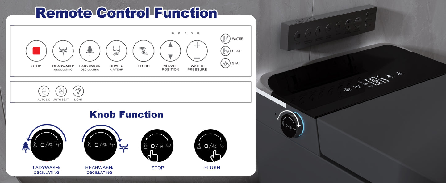 T2605 Matte Gray Smart Toilet with LED Screen & Bidet