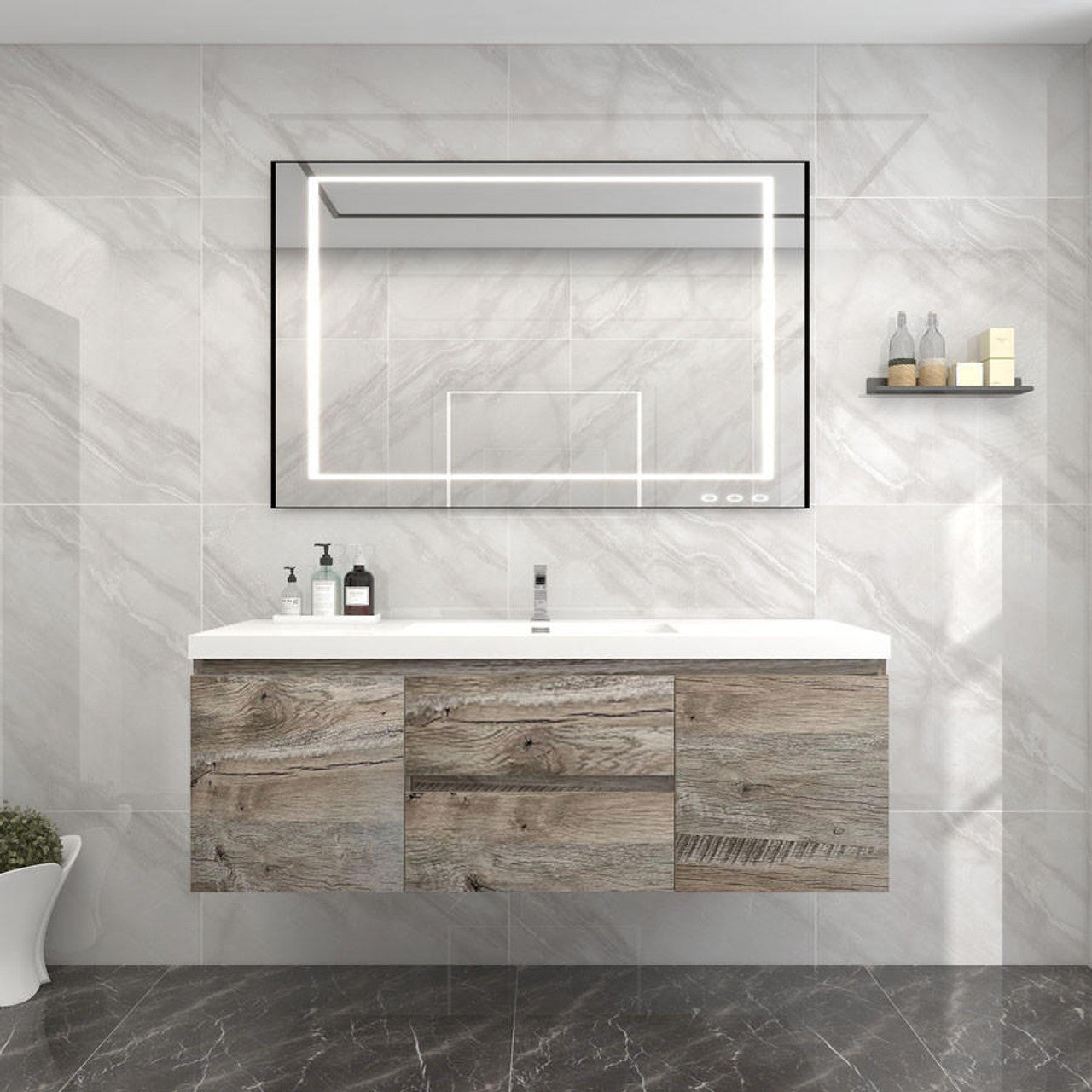 BOW 60 Single Sink Natural Wood - Better Vanity
